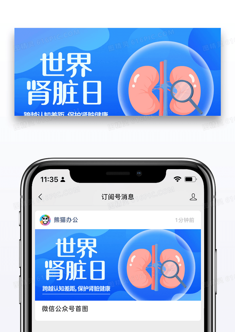 蓝色时尚世界肾脏日微信封面图片