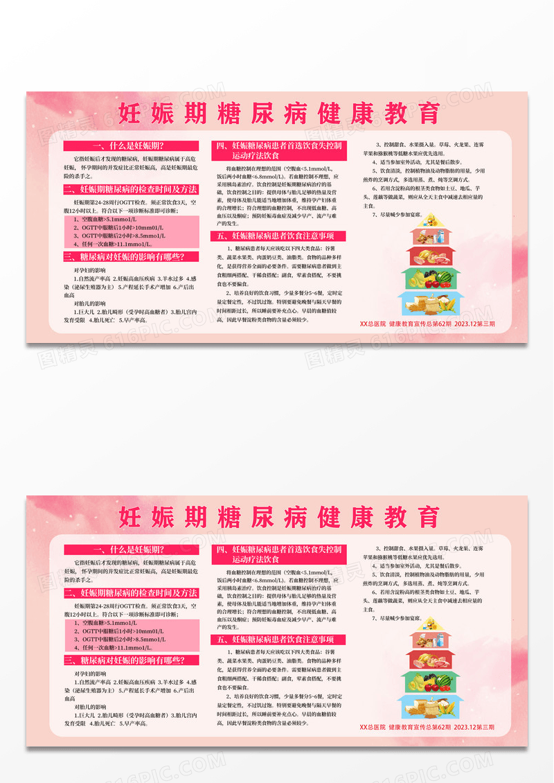 粉红色孕期知识妊娠期糖尿病健康教育宣传设计