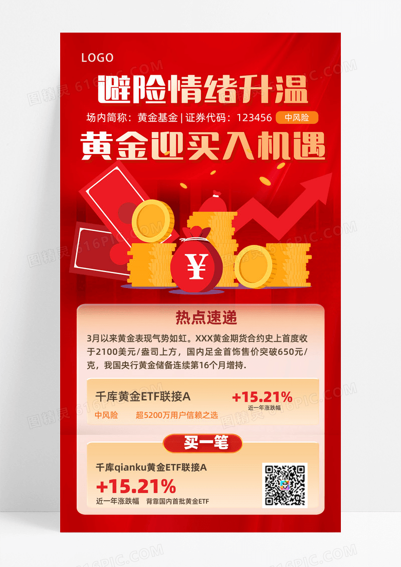 金融理财黄金理财长图海报黄金海报理财海报