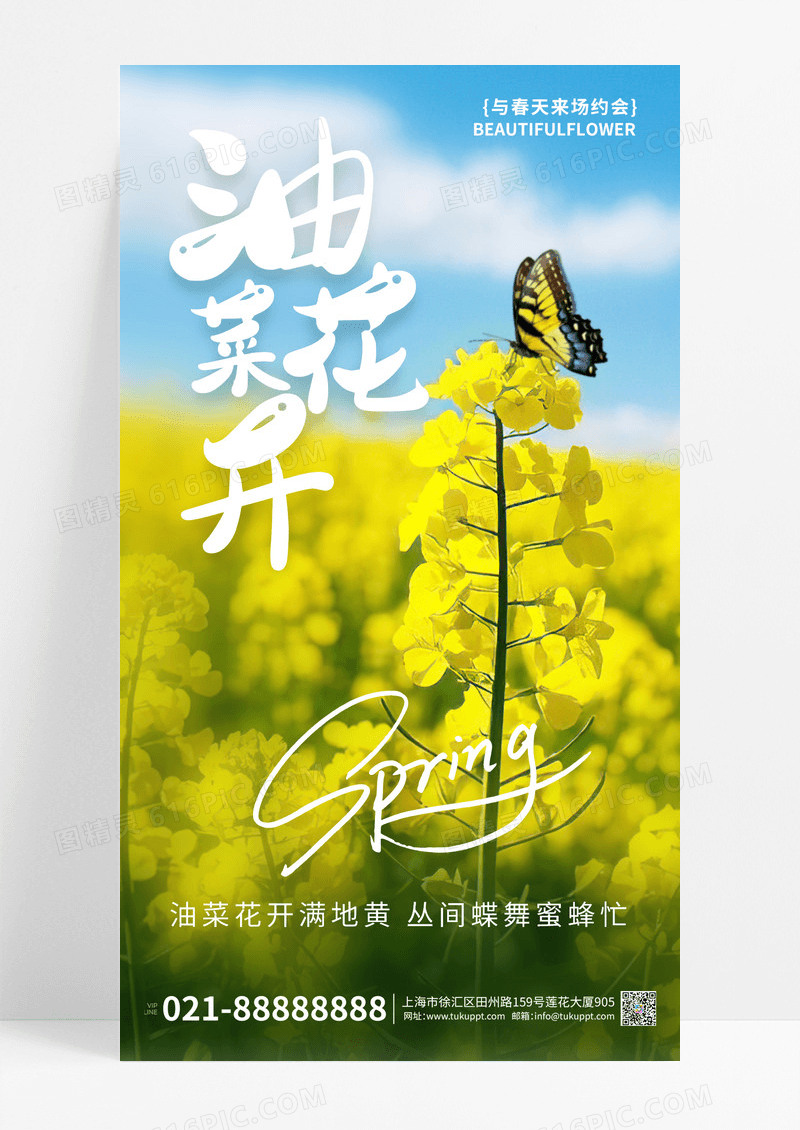 清新春季营销赏花季油菜花摄影图海报