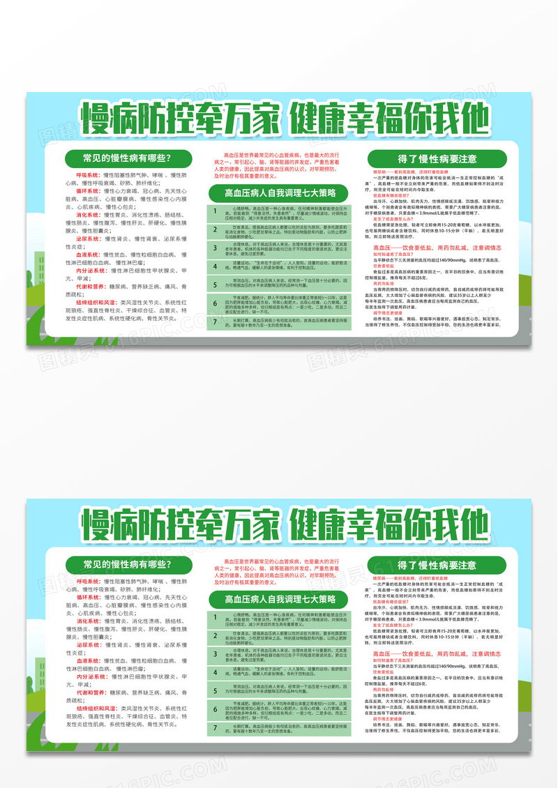 简约慢性防控牵万家健康幸福你我他慢性病宣传栏展板