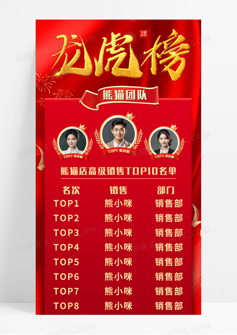 红色简约商务龙虎榜手机长图龙虎榜长图
