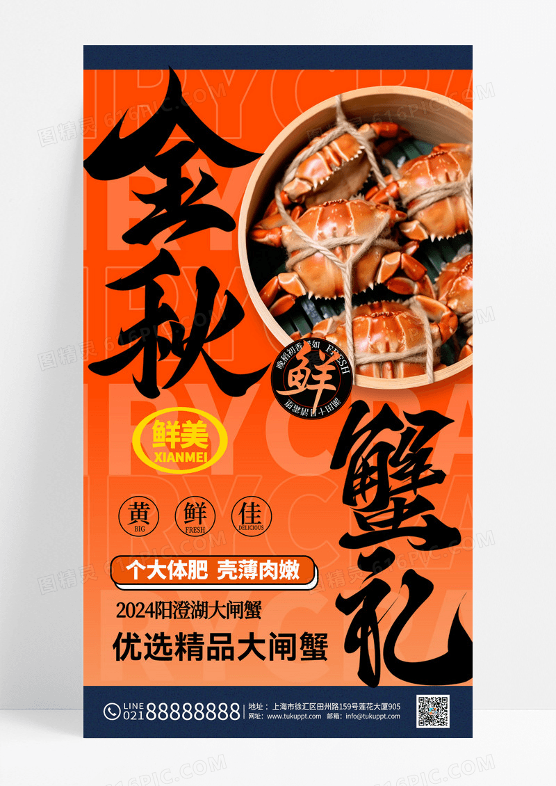 简约金秋蟹礼大闸蟹促销海报设计