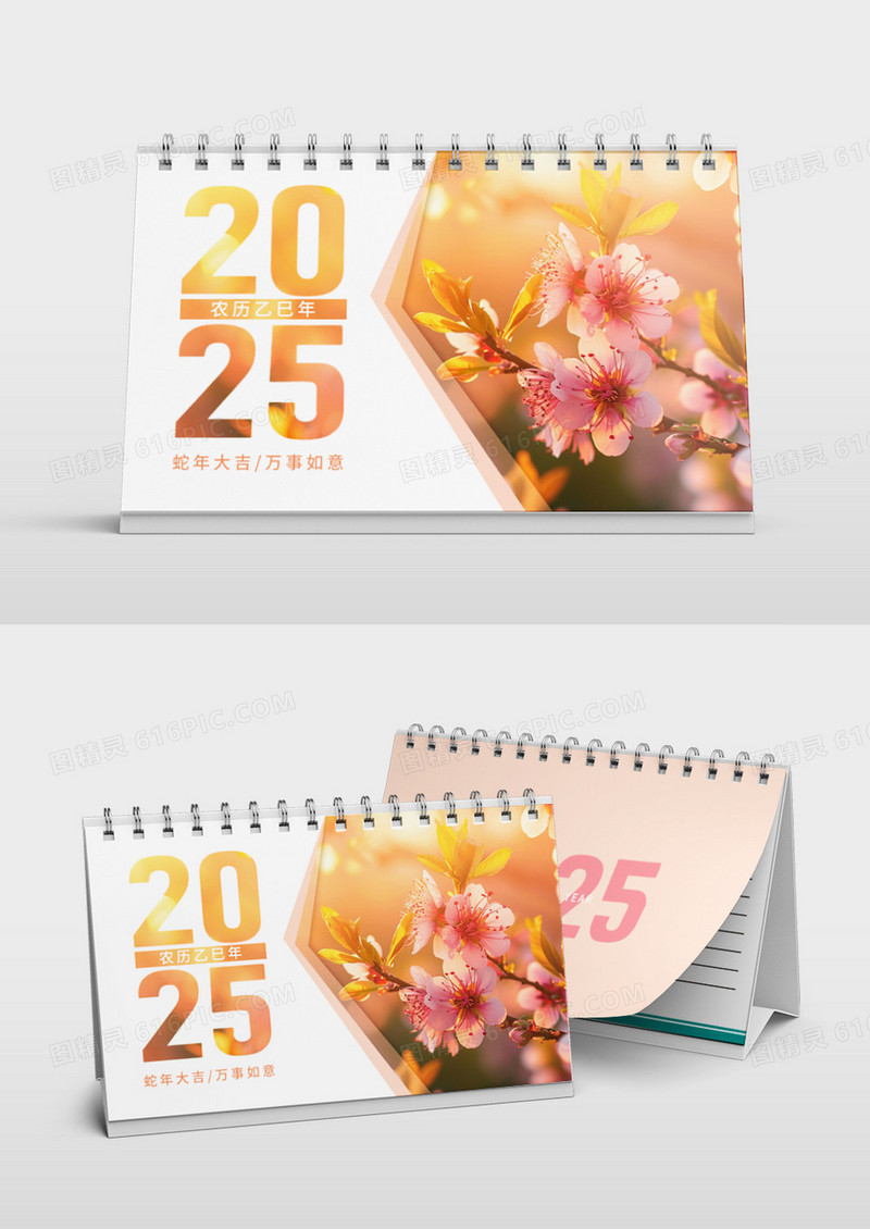 唯美清新2025年蛇年花朵风景蛇年台历