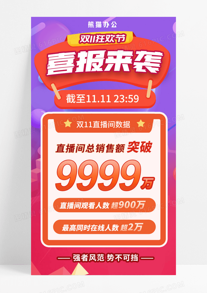 双11美妆销售销量数红色喜庆喜战报双十一AIGC海报
