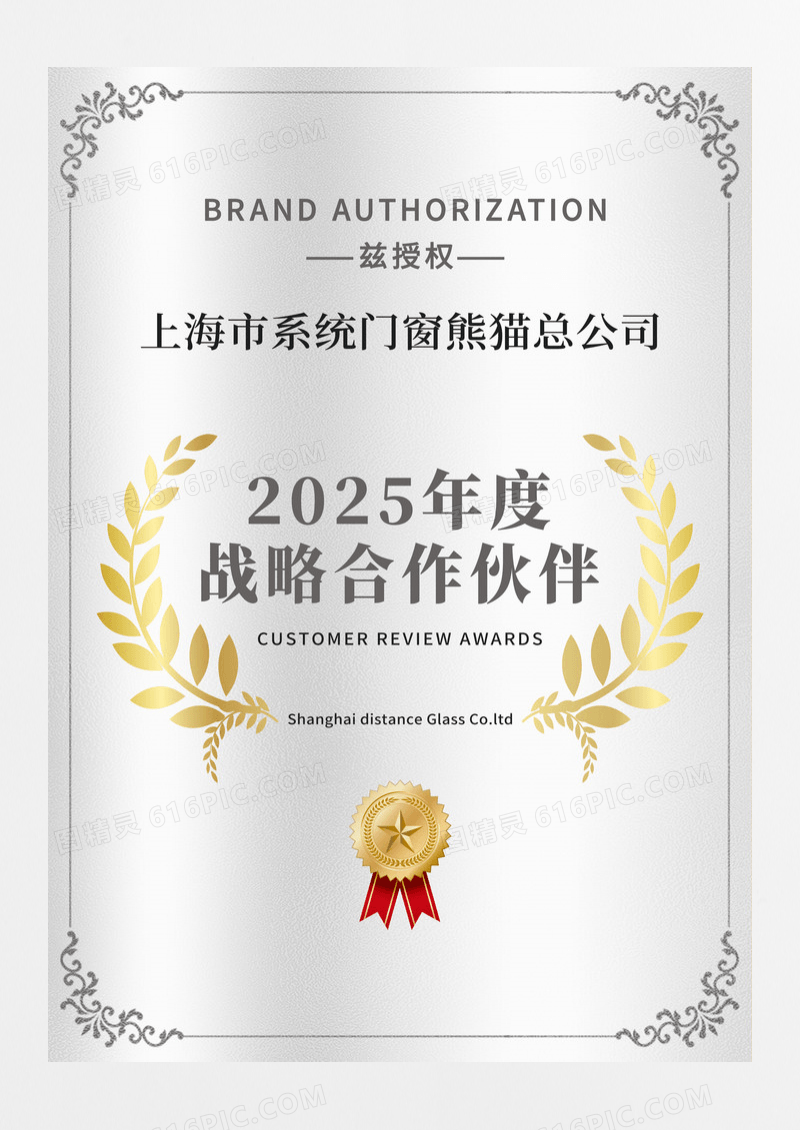 银色简约2025年度战略合作伙伴荣誉证书铜牌