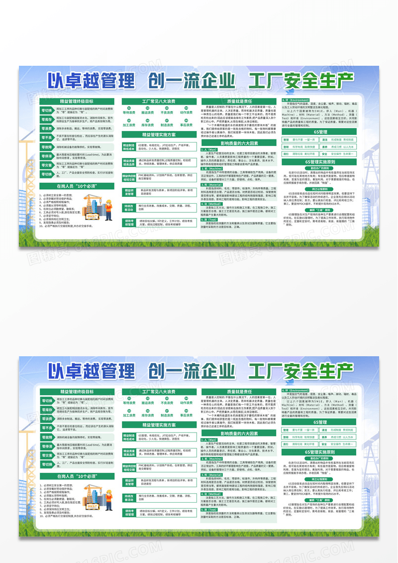 蓝色简约2024全国质量月质量管理安全生产知识宣传栏