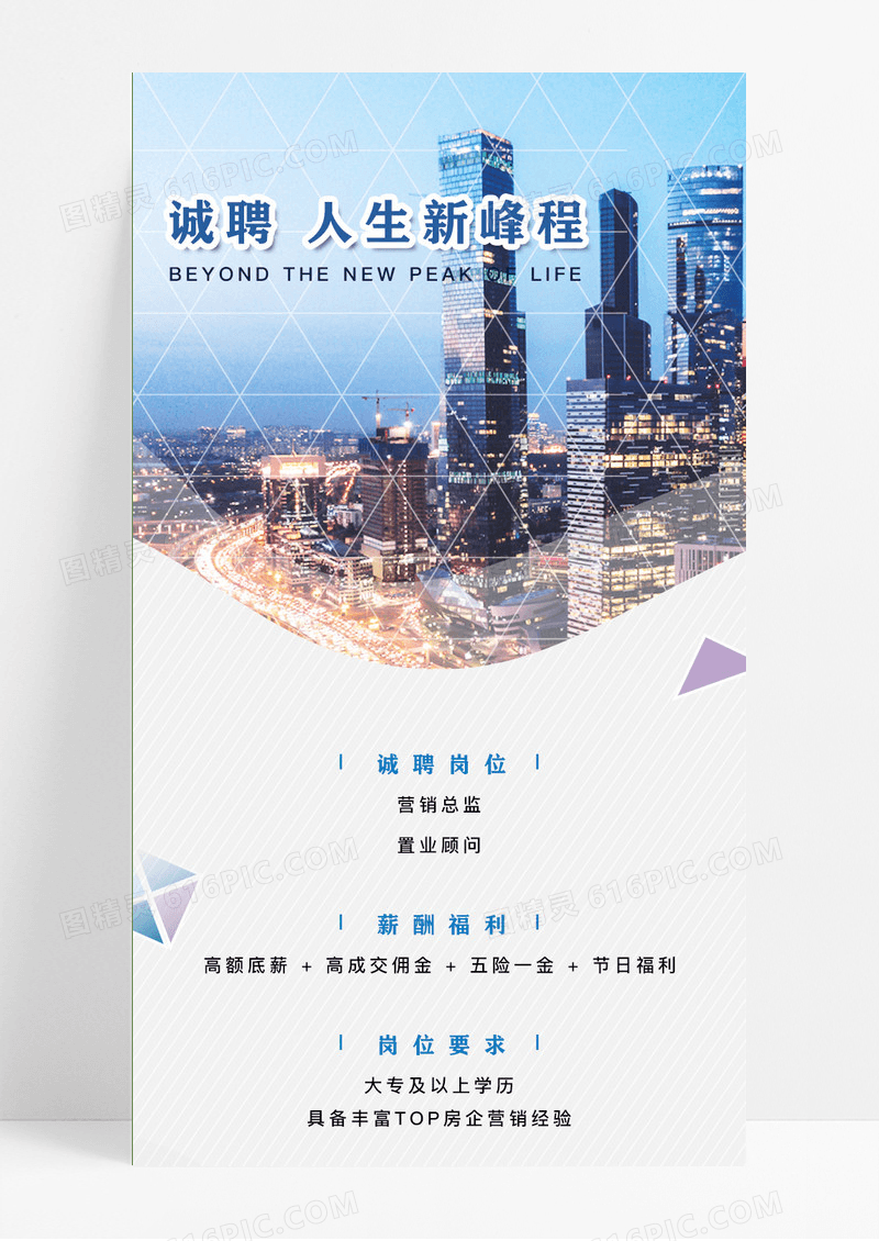 城市招聘海报招聘手机长图