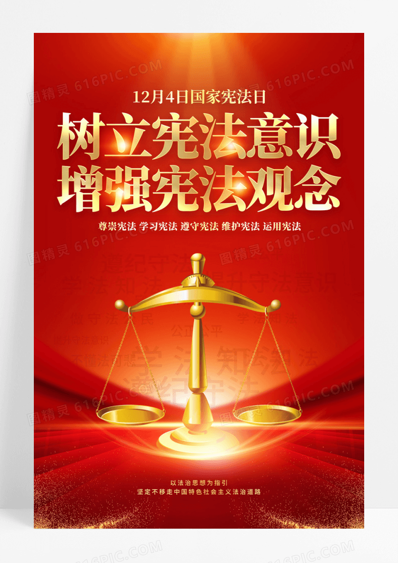 2023红色党家宪法日海报国际宪法日