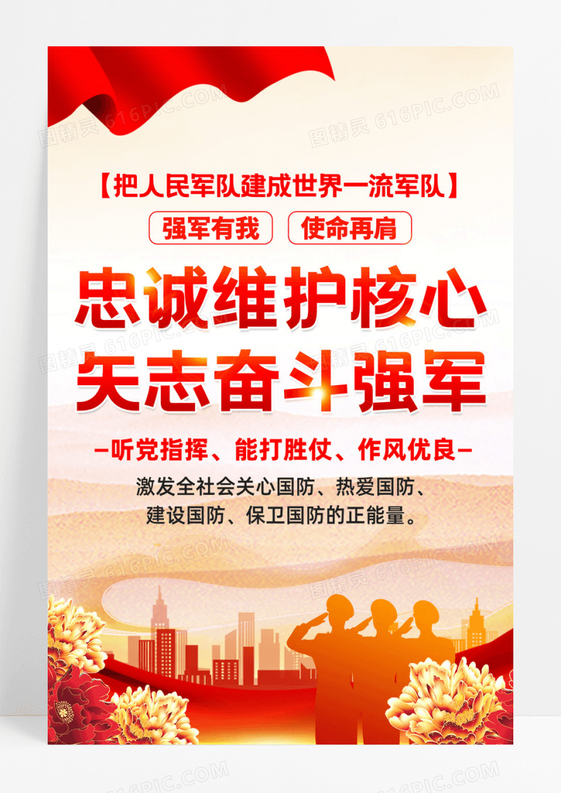 红色军队文化海报党建海报设计