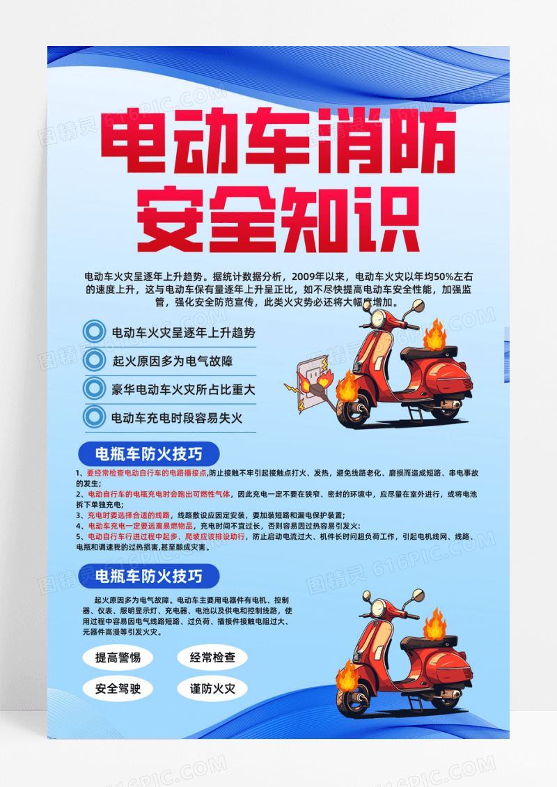 电动车消防安全知识科普海报设计