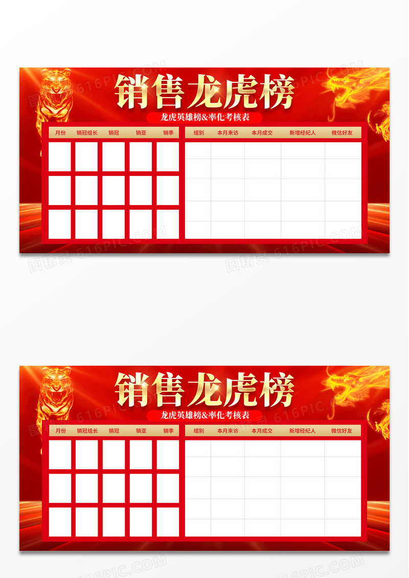 红色大气销售龙虎榜宣传展板龙虎榜展板