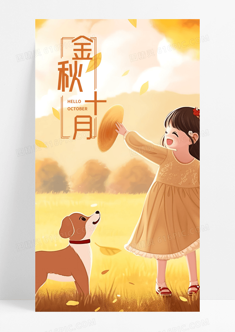  金秋十月手机海报配图图片