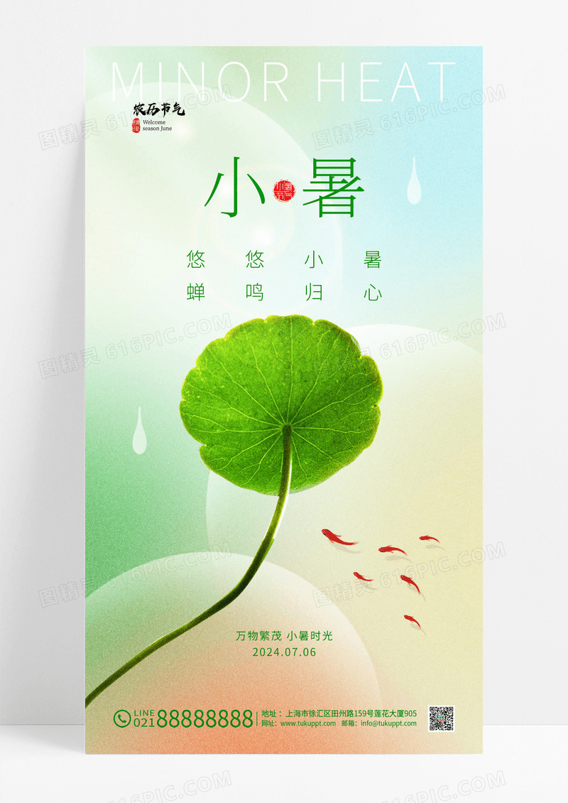 绿色简约小暑二十四节气夏天荷叶