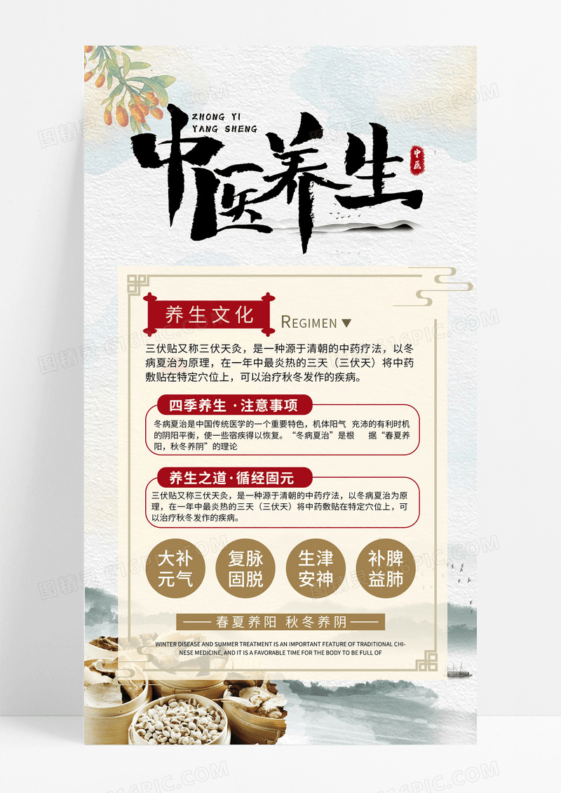 中式中国风中医养生传统中医养生文化海报