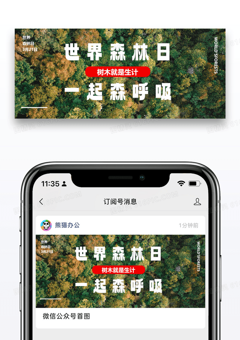 世界森林日公众首页封面图片设计