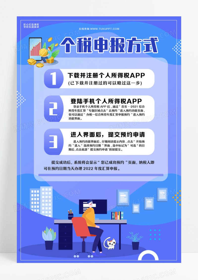 个税申报方式申报指南海报宣传海报设计