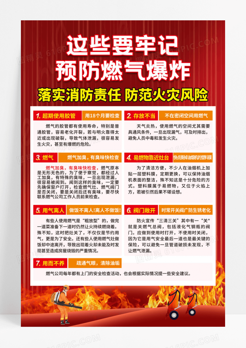 红色燃气安全科普知识海报设计