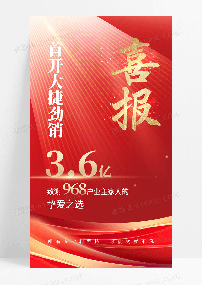 红金大气地产喜报海报