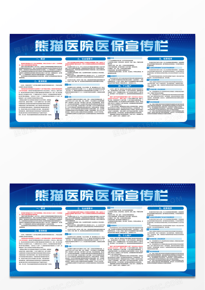 蓝色时尚科技创意医疗保险宣传展板医保宣传栏