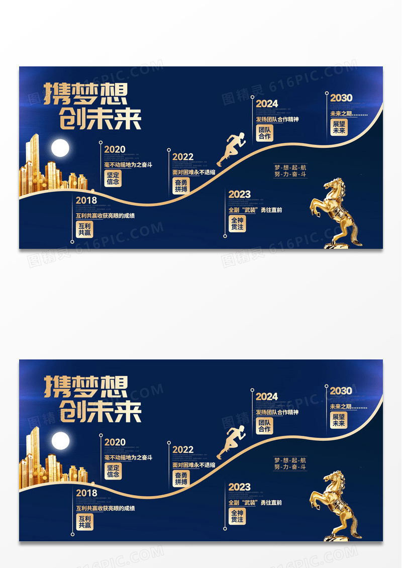 黑金大气携梦想创未来企业公司发展历程企业文化展板