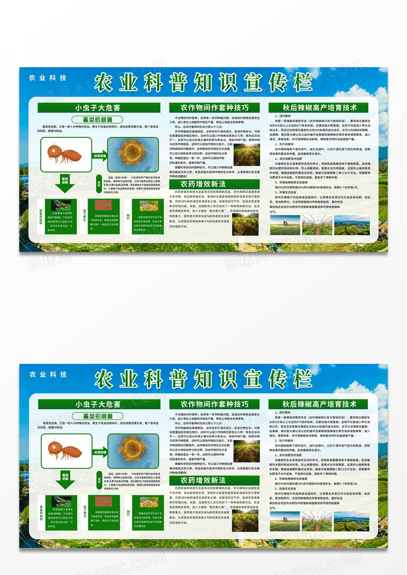 绿色简约农业科普知识宣传栏农业宣传展板设计