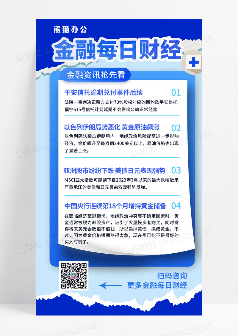 金融财经新闻蓝色简约宣传手机海报
