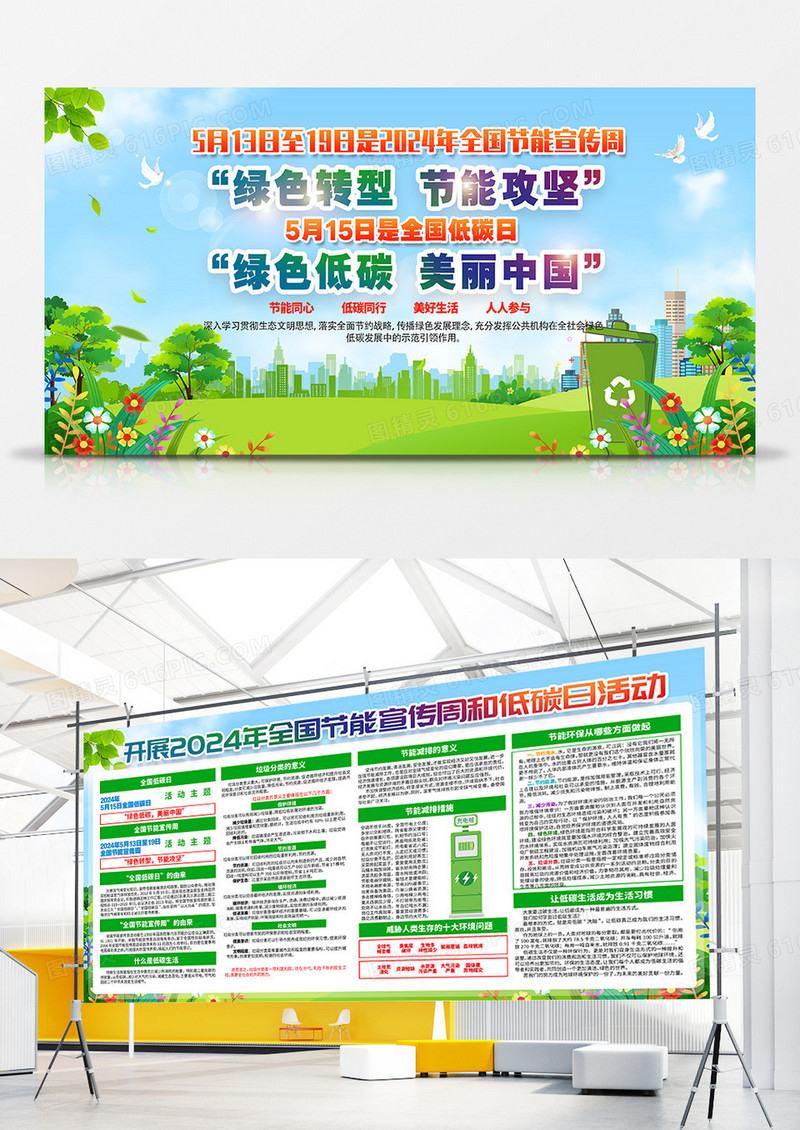 2024年全国节能宣传周和全国低碳日活动双面展板