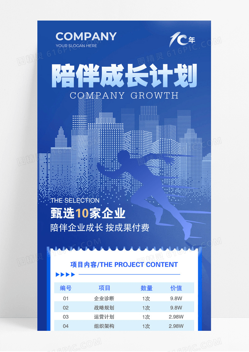蓝色科技商务陪伴成长计划企业成长项目宣传长图