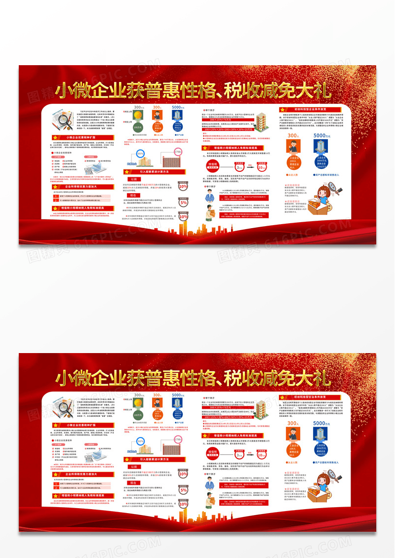 红色时尚小微企业获普惠性税收减免大礼税收优惠展板