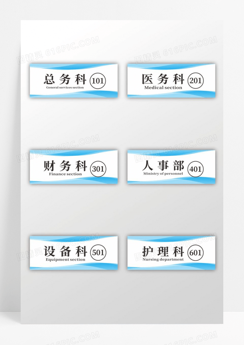 简约蓝色医院科室应用标识指示牌