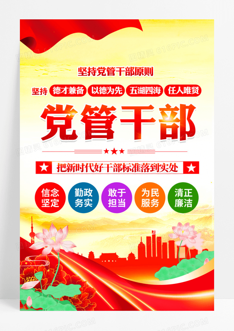 新时代好干部标准坚持党管干部宣传海报