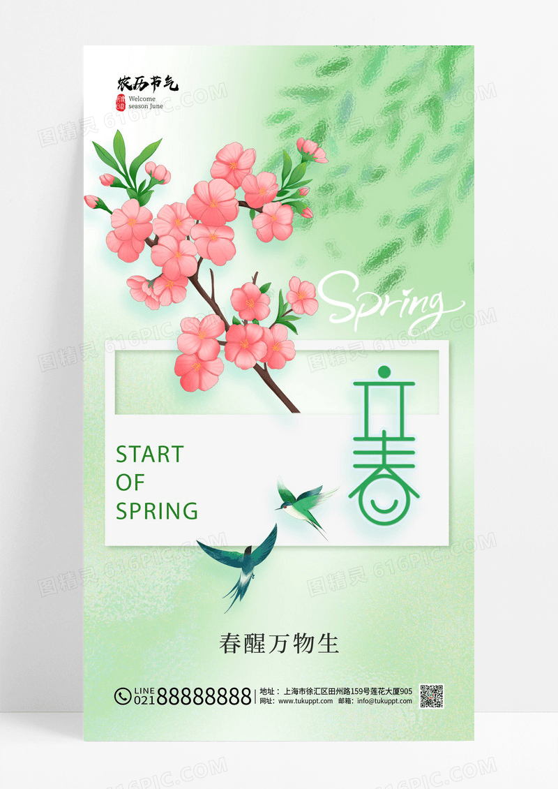 绿色二十四节气立春节气简约海报