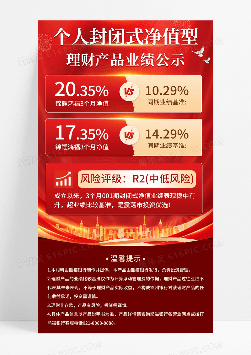 红色简约金融银行理财产品手机宣传海报