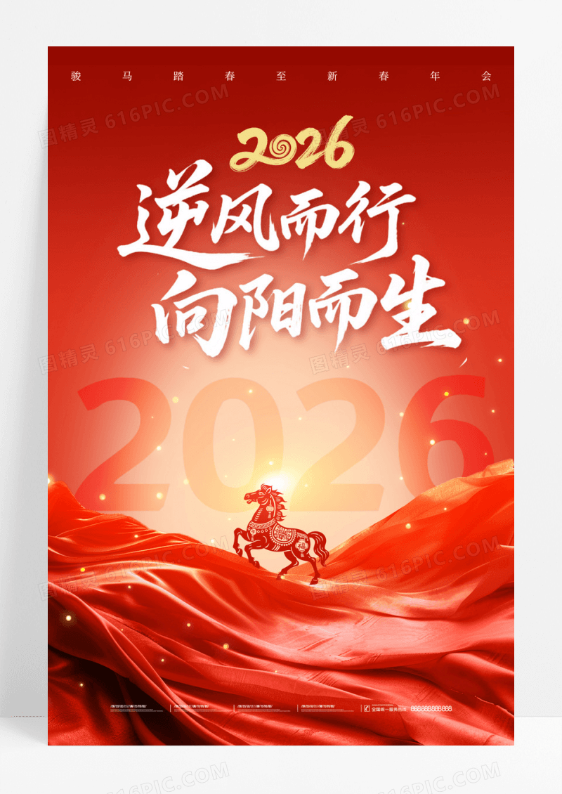 红色2026马年新年纳福喜乐同行海报