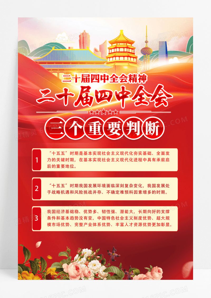 党的二十届四中全会三个重要判断宣传海报