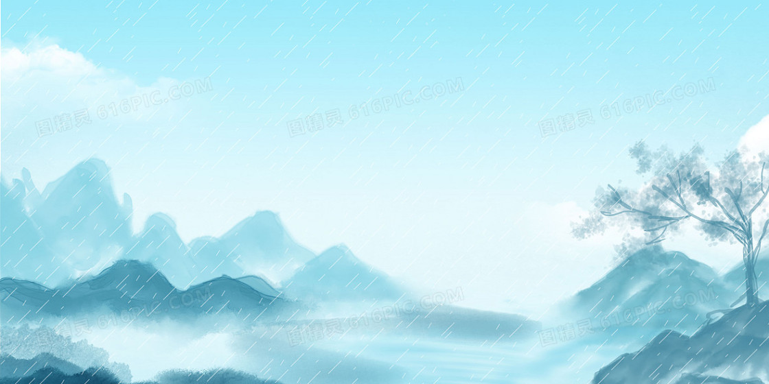 清新山水淡雅水墨中国风背景