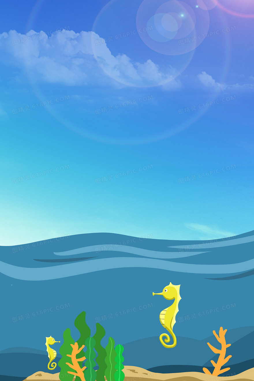夏季蓝色海底背景