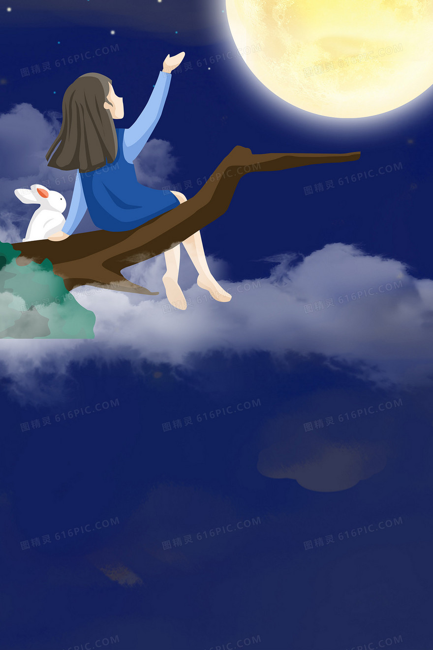 中秋节卡通女孩背景