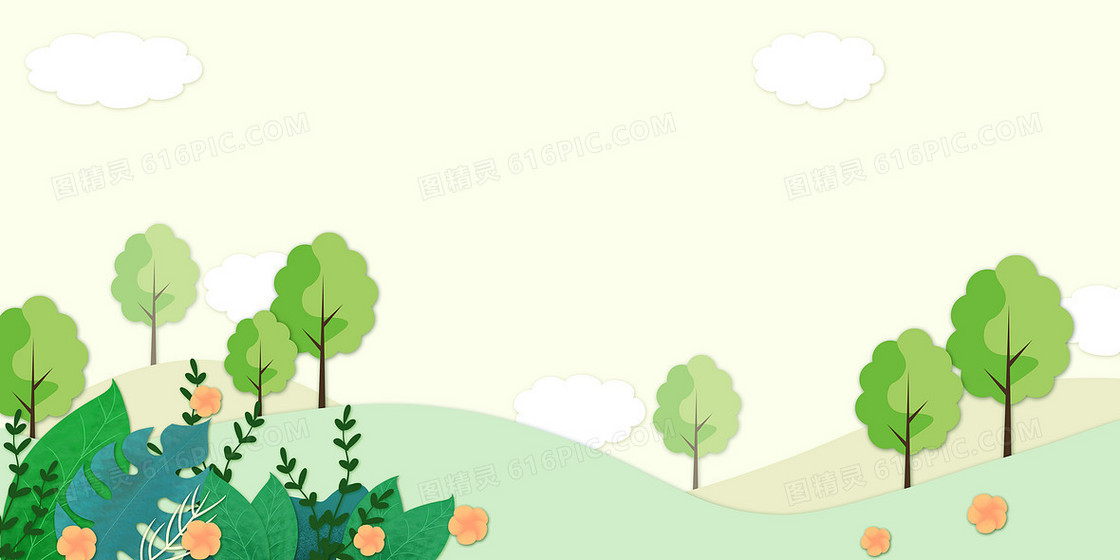 唯美小情绪大自然剪纸背景图