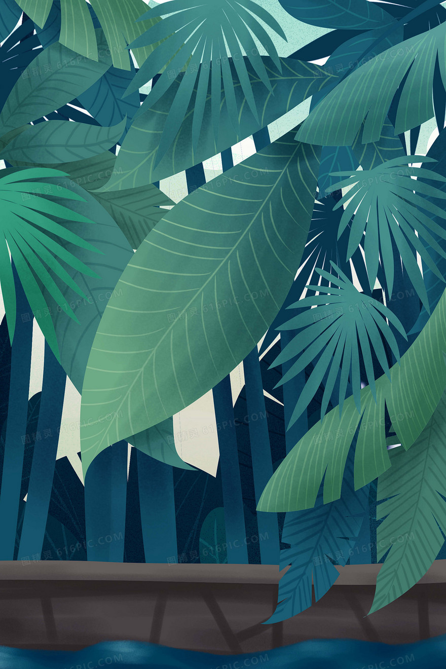 森林绿色手抄报插画背景