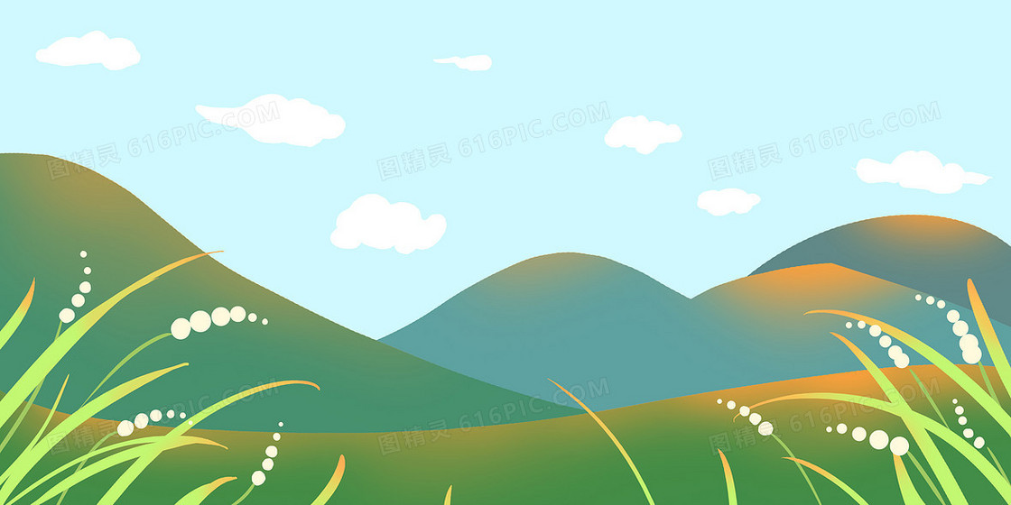 青山文艺白花盛开背景