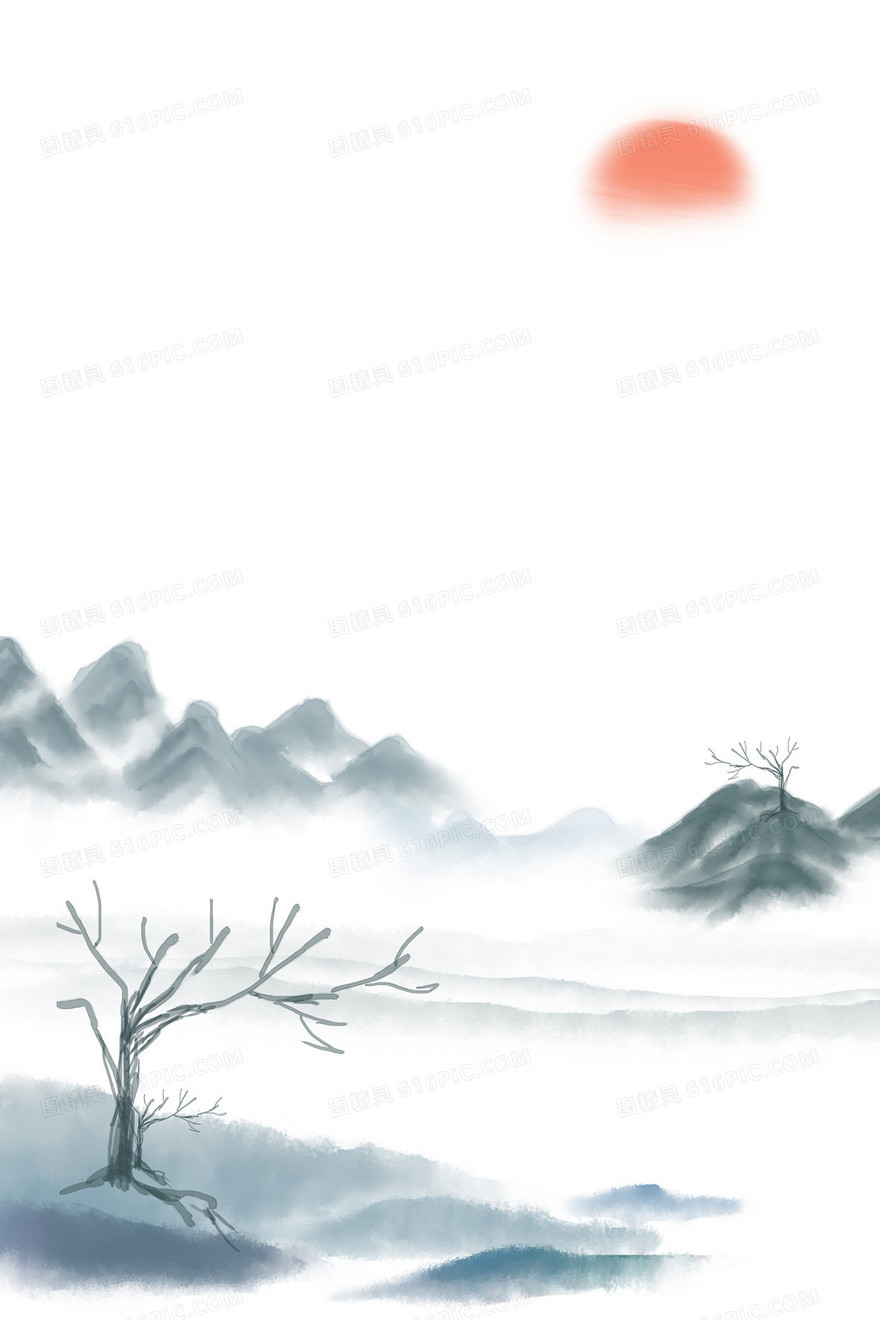 中国风水墨山水画背景