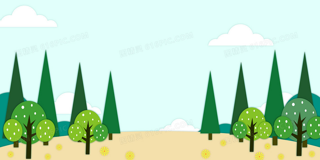 夏季唯美丛林剪纸背景图