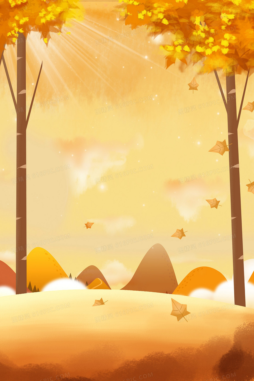 二十四节气卡通手绘 立秋背景