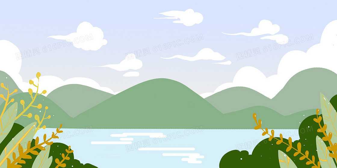 青蓝色清新湖面风管背景图