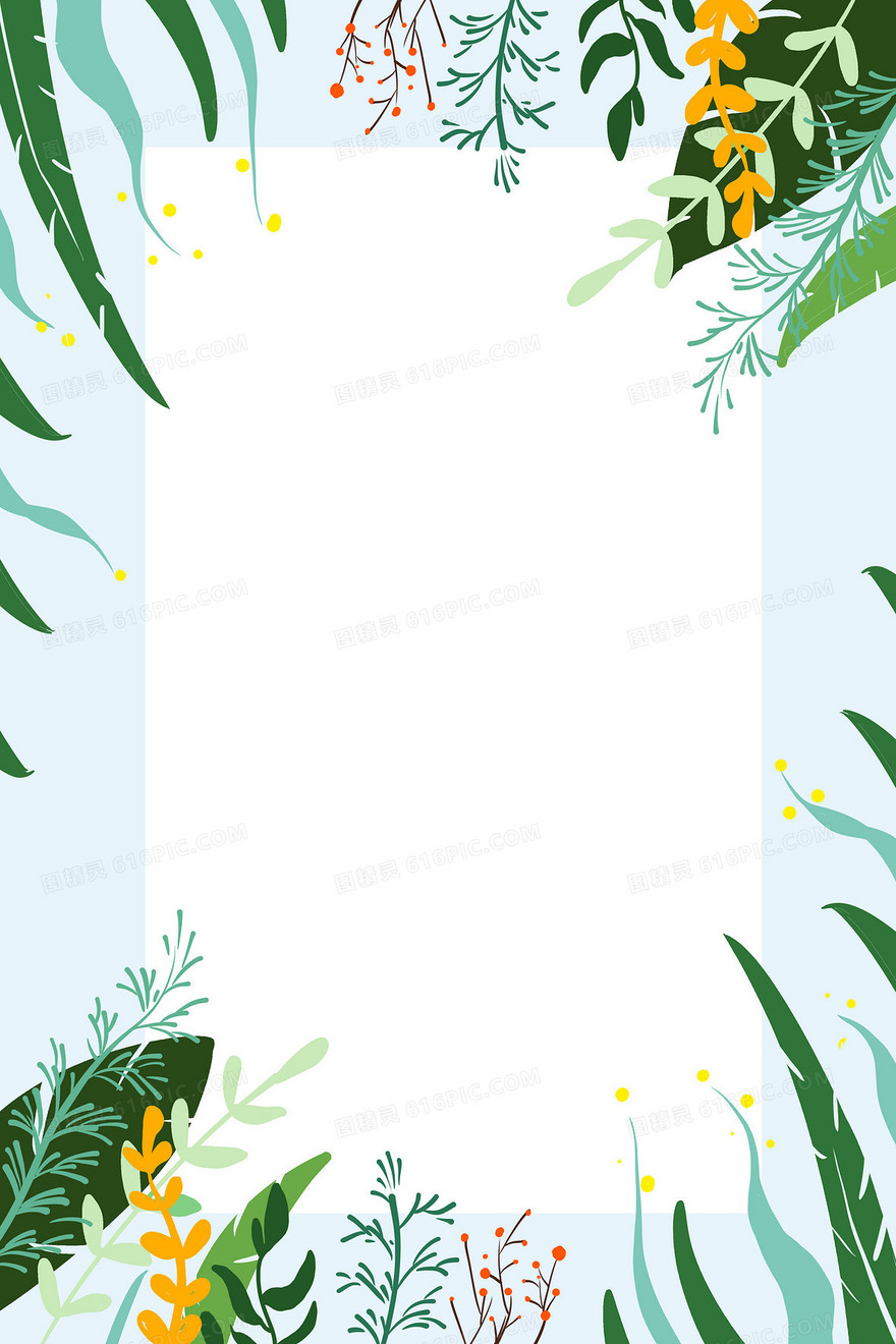 绿色植物边框背景图