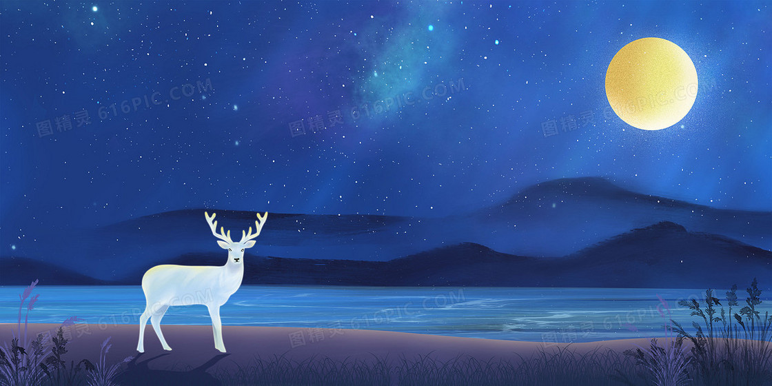 卡通手绘夜空风景创意星空背景