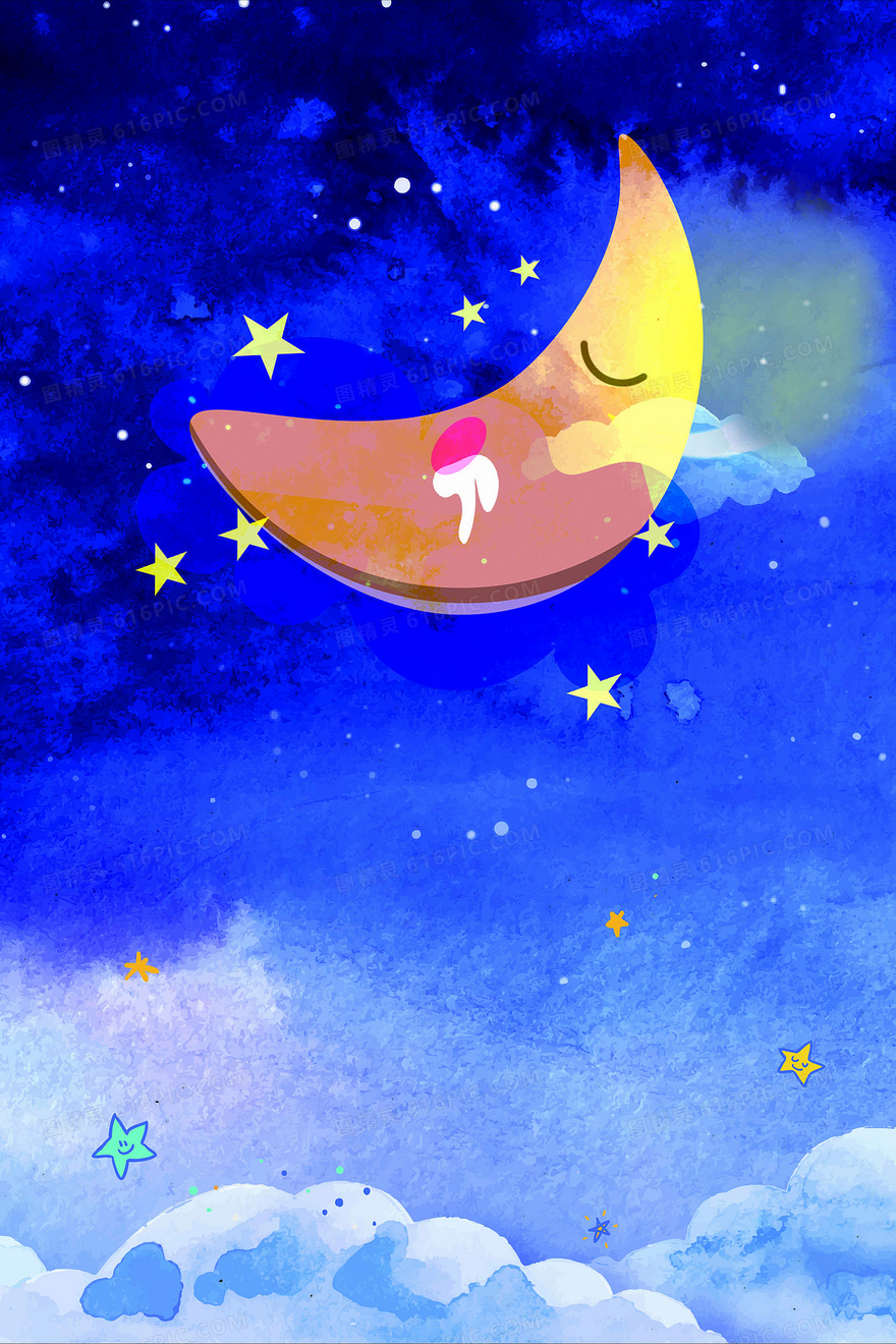 星空月亮星星睡眠卡通背景