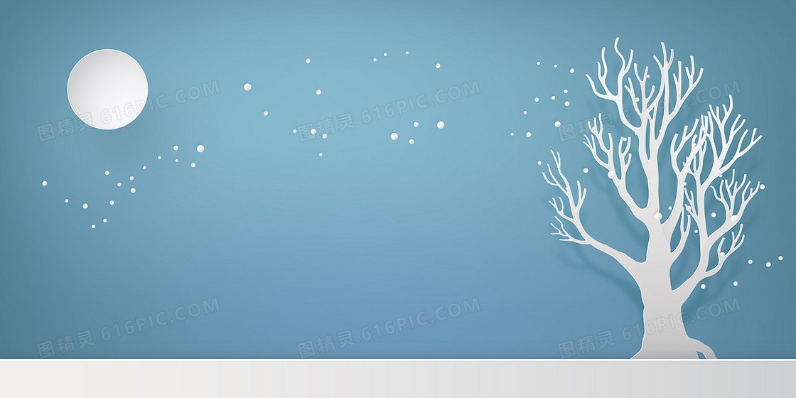 冬季雪景剪纸风立体背景图